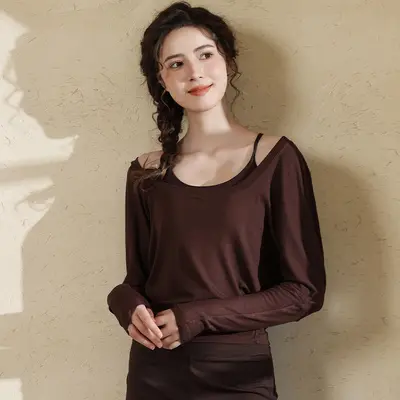 Damen-Yoga-Oberteil Langarm Herbst Winter Pilates-Set - 9