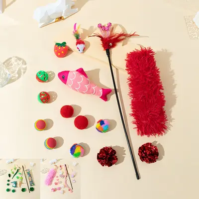 Four-Color Cat Toy Set, Self-Assembled Cat Teaser Toys - 5