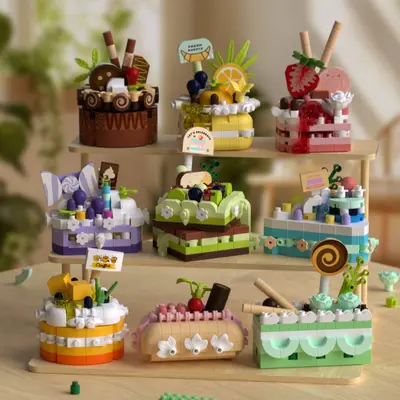 [Großhandel Dropshipping] Süße Party Kuchen Taro Schlamm Bobo Bausteine Kompatibel mit Lego Spielzeug Dekorationen Kinder Geschenke