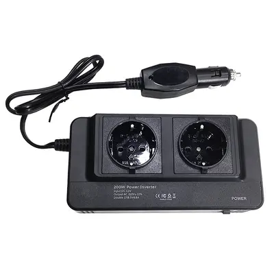 200W Car Inverter with Multi Sockets and USB Ports, Display Power Converter - 8