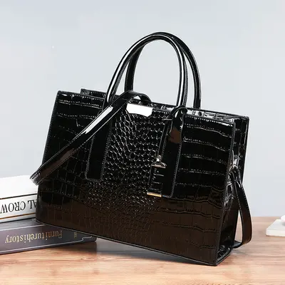 Damen-Crossbody-Tote-Bag mit Krokodilmuster - 4