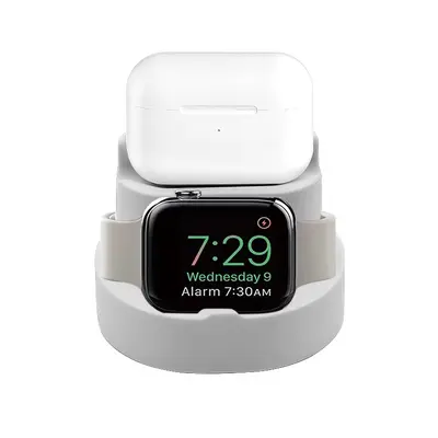 3-in-1 Desktop Stand Compatible with Apple Wireless Charging for Mobile Phone Bracelet Bluetooth Wireless Earbuds Wireless Charging Silicone Holder - 11