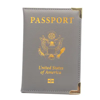 New Cross-border American Passport Holder Leather Slim Lightweight Passport Notebook Gold Hardware Copper Corner Ticket Holder Factory Wholesale - 10
