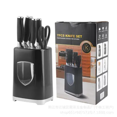 7-Piece Kitchen Knife Set - Stainless Steel with Rice Cooker Holder - 7