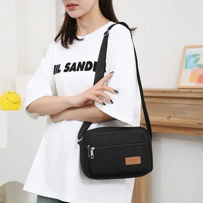 Nylon Women's Crossbody Bag, Large Capacity Small Square Design - 3