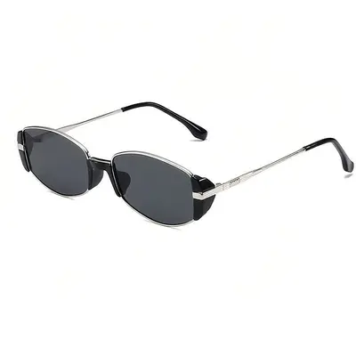 Brown Cat-Eye Sunglasses for Women, Narrow Frame, Mirrored Lenses - 10