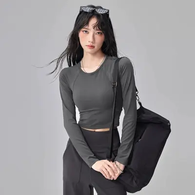 Women's yoga set autumn crew neck morning running - 8