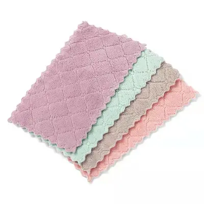 Double-sided two-color coral velvet cleaning cloth dishwashing cloth household cloth cleaning cloth scrubbing pad home store cloth