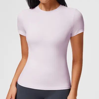 Caijue Kadınlar İçin Normal Omuz Spor Kısa Kollu Tişört, Yüksek Esnek Slim Fit Fitness Üstü, Hafif Dokulu Yoga Üstü. - 12
