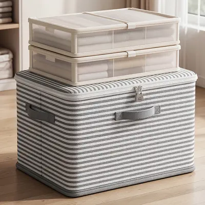 Aufbewahrungsbox mit Schloss Schublade Haushalt Kleiderschrank Kleidung Bettzeug Spielzeug Organizer Box klappbar Passwort Lagerkiste