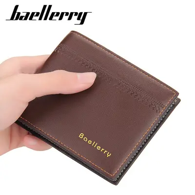 Baellerry Men's Short Wallet, Korean-Style Horizontal, Multi-Card Slim Leather Wallet - 5