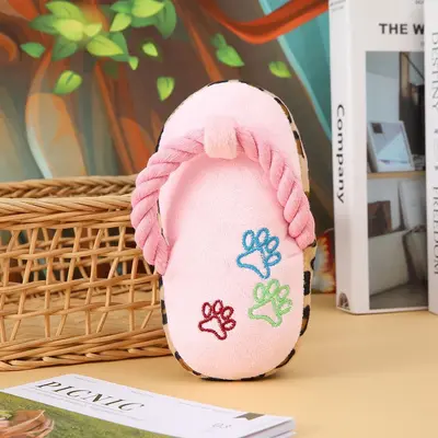 Plush Squeaky Slipper Dog Toy, Chew and Boredom Relief, Small to Large Breeds - 7