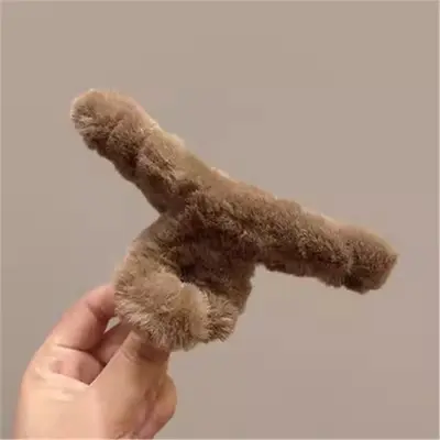 Plush Claw Clip Large Winter Hair Clip for Women Back of Head Shark Clip High Volume Hair Clip Hair Accessory - 9