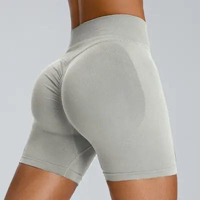 Seamless yüksek bel yoga şortu, hızlı kuruyan, kalça kaldırıcı - 11
