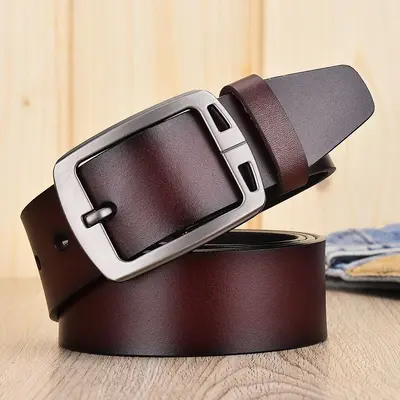 Sınır ötesi erkek hakiki deri pin tokalı kemer retro kemer moda rahat hakiki inek derisi kot kemer üreticisi toptan - 11