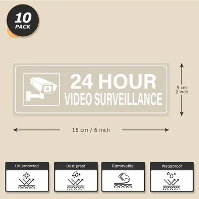 CCTV Kamera Uyarısı Şeffaf Su Geçirmez Vinil Etiket - 3