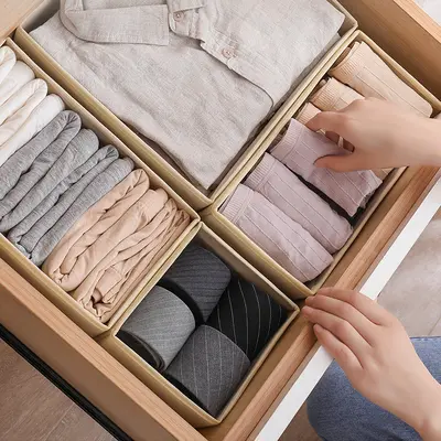 Six-Piece Lidless Foldable Storage Box Set for Toys and Socks