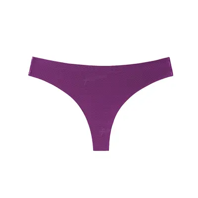 Women's Seamless Low Waist Breathable Thong Panties, Plus Size - 9