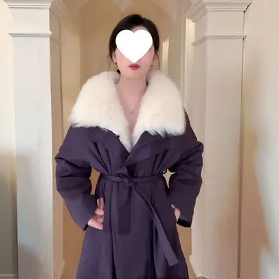 Women's Winter Knee-Length Parka, Fleece-Lined, Detachable Fur Collar