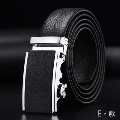 Genuine Top-Grain Leather Automatic Buckle Belt Men's Business Casual Versatile Waist Belt Male In Stock - 10