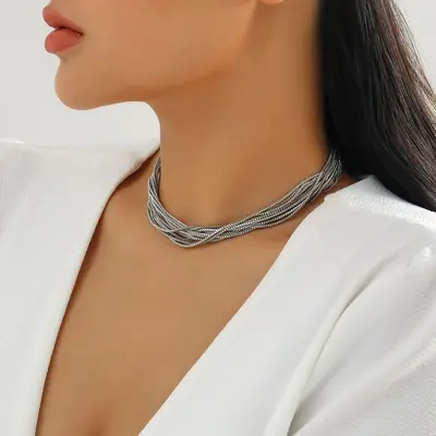 Multi-layer chain pendant necklace with spherical design - 13