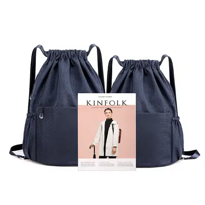 Large Capacity Women's Canvas Backpack with Drawstring, Casual - 5