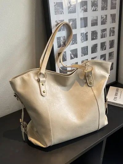 Women's Large-Capacity Single Shoulder Tote Bag, Autumn Winter, Premium Texture Commuter B - 2