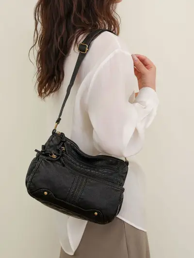 Middle-Aged Women's PU Leather Handbag, Large Capacity, Multi-Compartment, Water-Resistant - 3