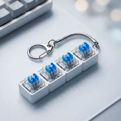 PC9键机械键盘减压按键指尖玩具解压钥匙扣试轴器LED灯透明底座 - 13