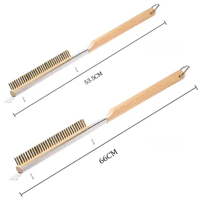 Pizza Cleaning Brush with Brass Wire and Wooden Handle for BBQ Grills - 6