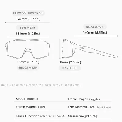 KDEAM KD0803 Polarisierte Fahrrad-Sonnenbrille TR90 ultraleicht winddicht