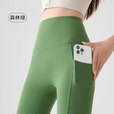 Yogahose mit zwei Taschen, hoher Bund, Bauchkontrolle - 11