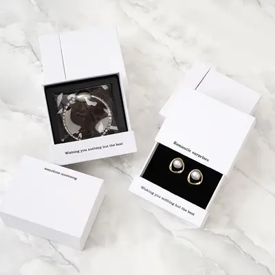Doppelschichtige Schmuckkassette, PE-Folie Oxidationsschutz-Schwebebox, Halskette Ring Nagel Schmuck Verpackungsbox Ohrstecker Box - 7