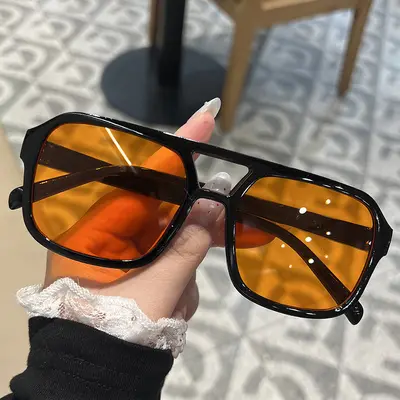 Eckige Sonnenbrille im Bonbonfarben-Design, Doppelsteg, UV-Schutz - 13