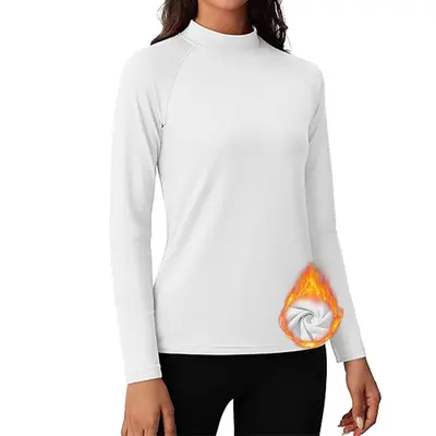 Women's Autumn Winter Running Top, Half Turtleneck, Fleece-Lined Long Sleeve - 3