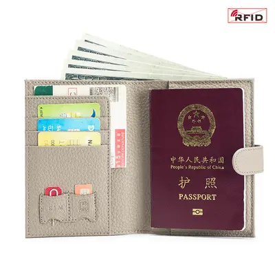 Pasaport çantası gerçek deri ultra ince RFID cüzdan