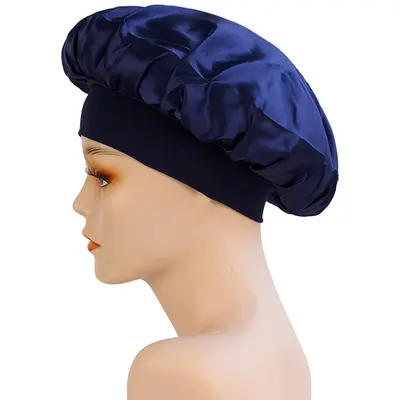 Women's Satin Chemo Sleep Cap, Wide-Brim Stretch Knit Hat - 8