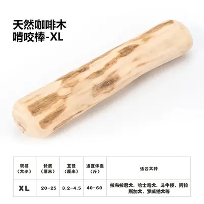 Natural Coffee Wood Dog Chew Stick, Durable Teeth Cleaning Toy - 10