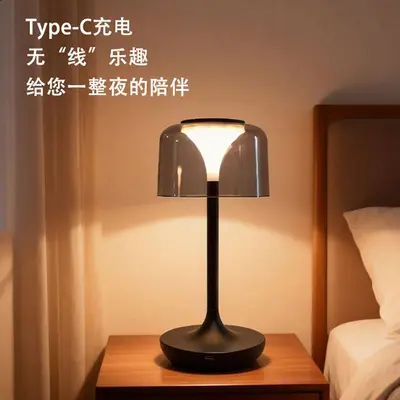 Modern Minimalist Mushroom Table Lamp Type-C Rechargeable Touch Dimmable