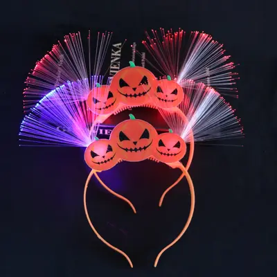 Halloween Pumpkin Ghost Headband with Glowing Skull Hair Hoop - 4