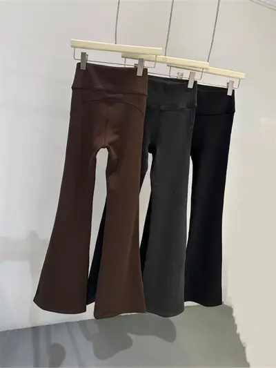 山羊绒塑形喇叭裤高腰显瘦提臀瑜伽裤女外穿无痕紧身鲨鱼打底裤 - 6