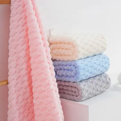 Mercan polieşter banyo havlusu seti, bulut deseni, hızlı kuruyan