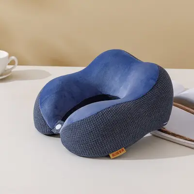 U şeklinde yastık hafızalı köpük kambur yavaş ribaund öğle yemeği molası boyun yastığı seyahat U şeklinde boyun yastığı logo örgü kumaş U şeklinde yastık - 11