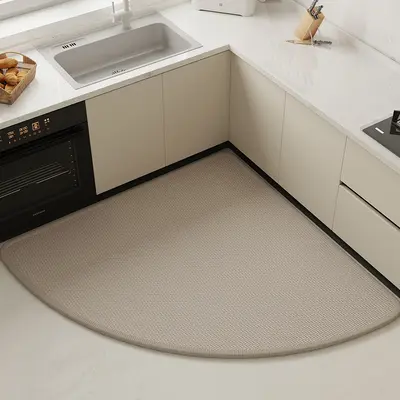 Woven Patterned Fan-Shaped Kitchen Mat, Water and Oil Absorbent, Non-Slip - 7