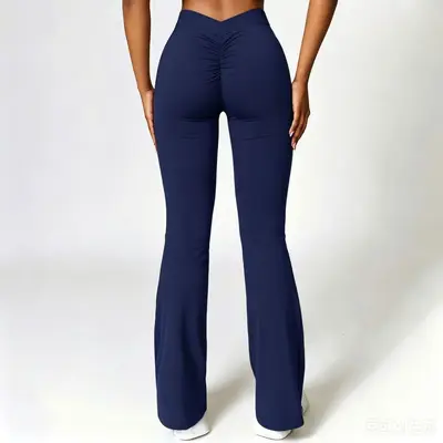 Yoga flare pants with V-waist, high-waist, quick-dry - 13