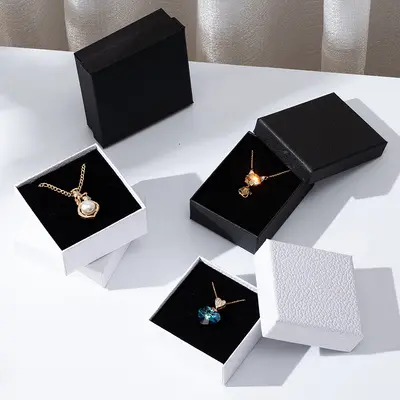 Textured Luxury Jewelry Packaging Box Necklace Bracelet Ring Box Two-Piece Lid Earring Bracelet Jewelry Storage Box