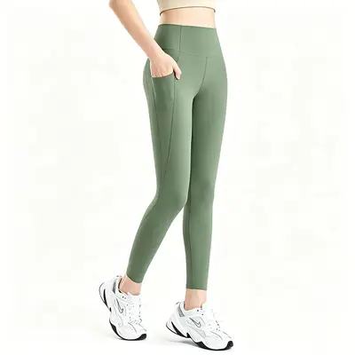 Hohe Taille Yogahose lang, Pfirsich-Po, elastische Sporthose - 11