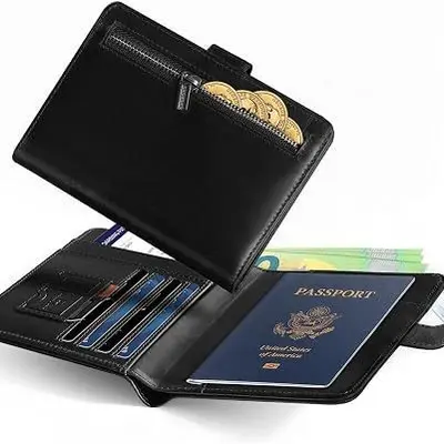Wholesale Magnetic Snap RFID Blocking Passport Holder Multi-Function Multi-Card Slot Travel Organizer Document Pouch