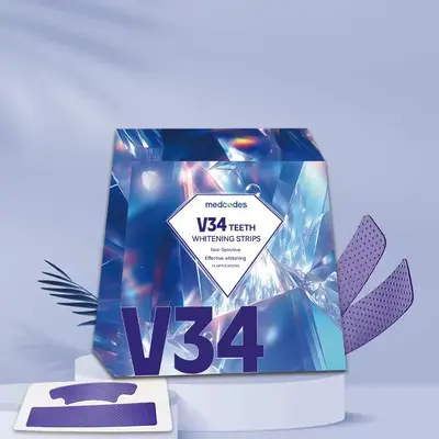 跨境新款V34紫色牙贴 减黄洁白牙齿炫白亮白美牙贴片便携美牙贴 - 7
