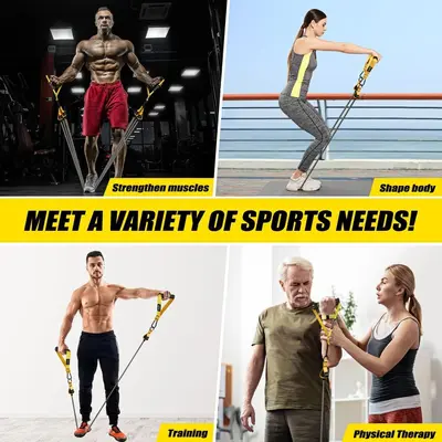 Cross-Border Hot-Selling 12-Piece Resistance Band Set Yellow Grey 300 lbs Elastic Resistance Band Assist Pull-Up Trainer Strength Training